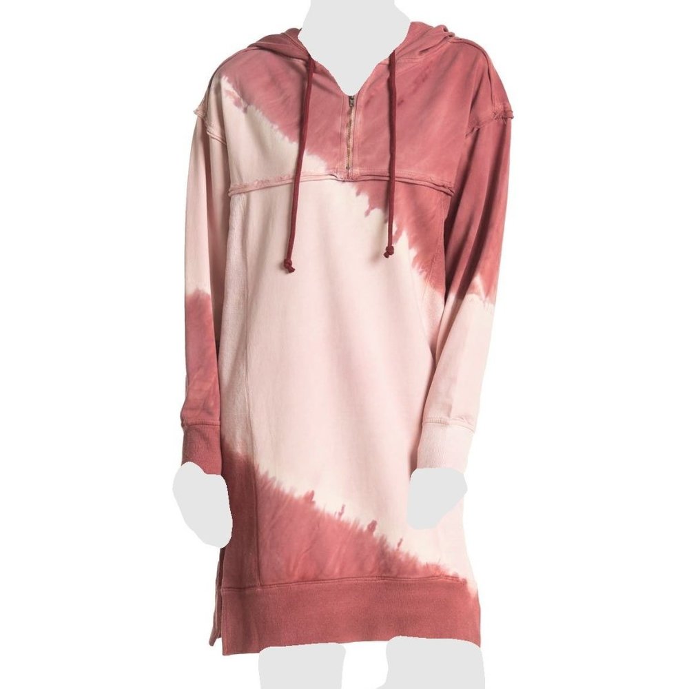 STITCHDROP Half Zip Tie Dye Hoodie Dress